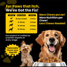 Load image into Gallery viewer, Snazzi Pet Dog Allergy &amp; Itch Relief Chews – Omega 3, Colostrum, Turmeric, Probiotics – Hot Spots, Paw Licking, Dry Skin &amp; Coat Health – Tasty Beef Flavor – 120 Soft Chews